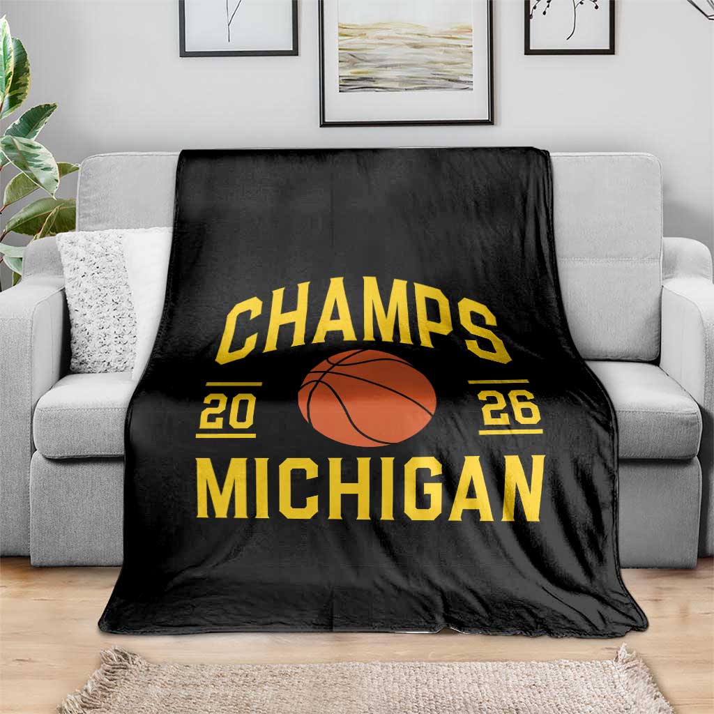 Michigan Hoops Champions Graphic Throw Blanket 2026 Basketball Victory Pride