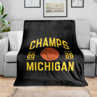 Michigan Hoops Champions Graphic Throw Blanket 2026 Basketball Victory Pride