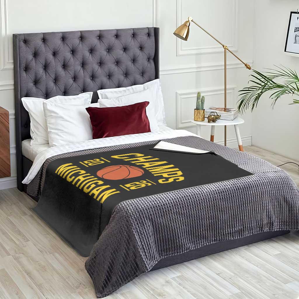 Michigan Hoops Champions Graphic Throw Blanket 2026 Basketball Victory Pride