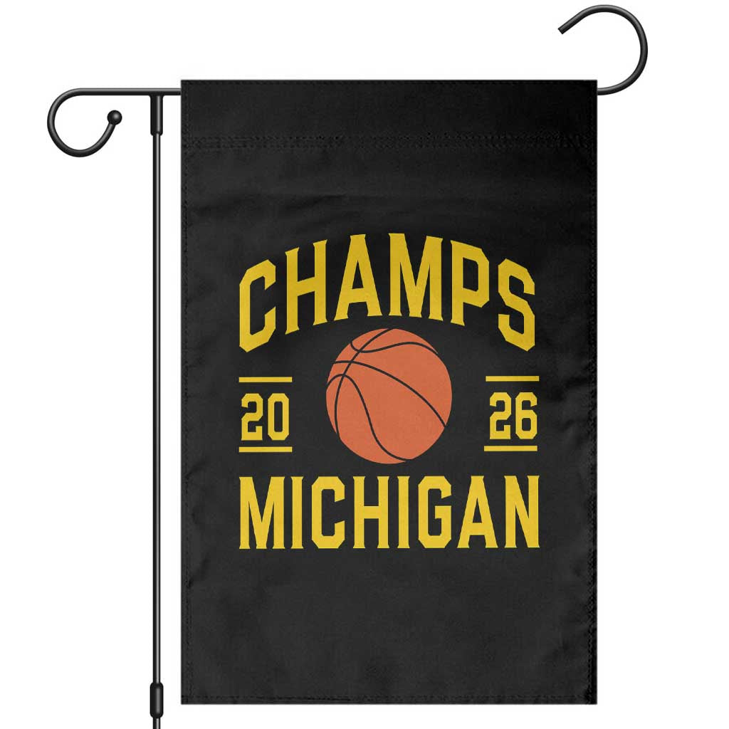 Michigan Hoops Champions Graphic Garden Flag 2026 Basketball Victory Pride