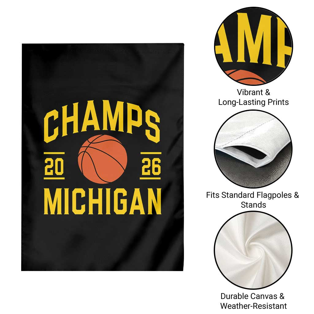 Michigan Hoops Champions Graphic Garden Flag 2026 Basketball Victory Pride