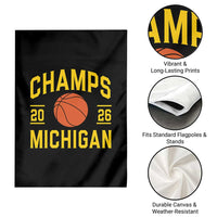 Michigan Hoops Champions Graphic Garden Flag 2026 Basketball Victory Pride