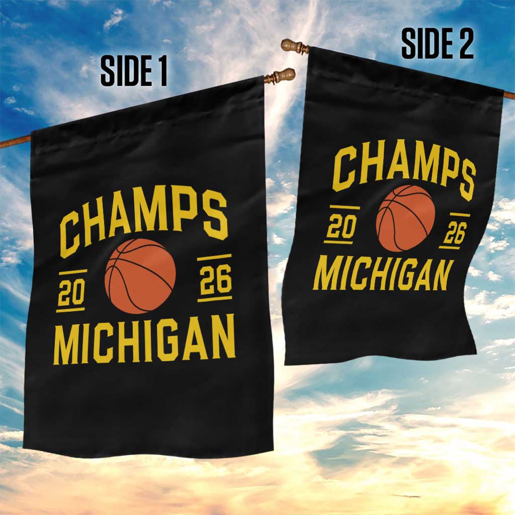 Michigan Hoops Champions Graphic Garden Flag 2026 Basketball Victory Pride