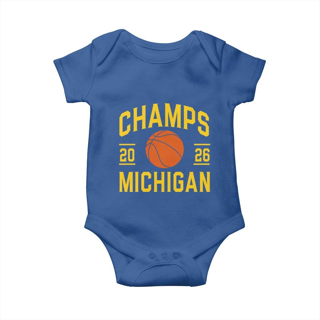 Michigan Hoops Champions Graphic Baby Onesie 2026 Basketball Victory Pride