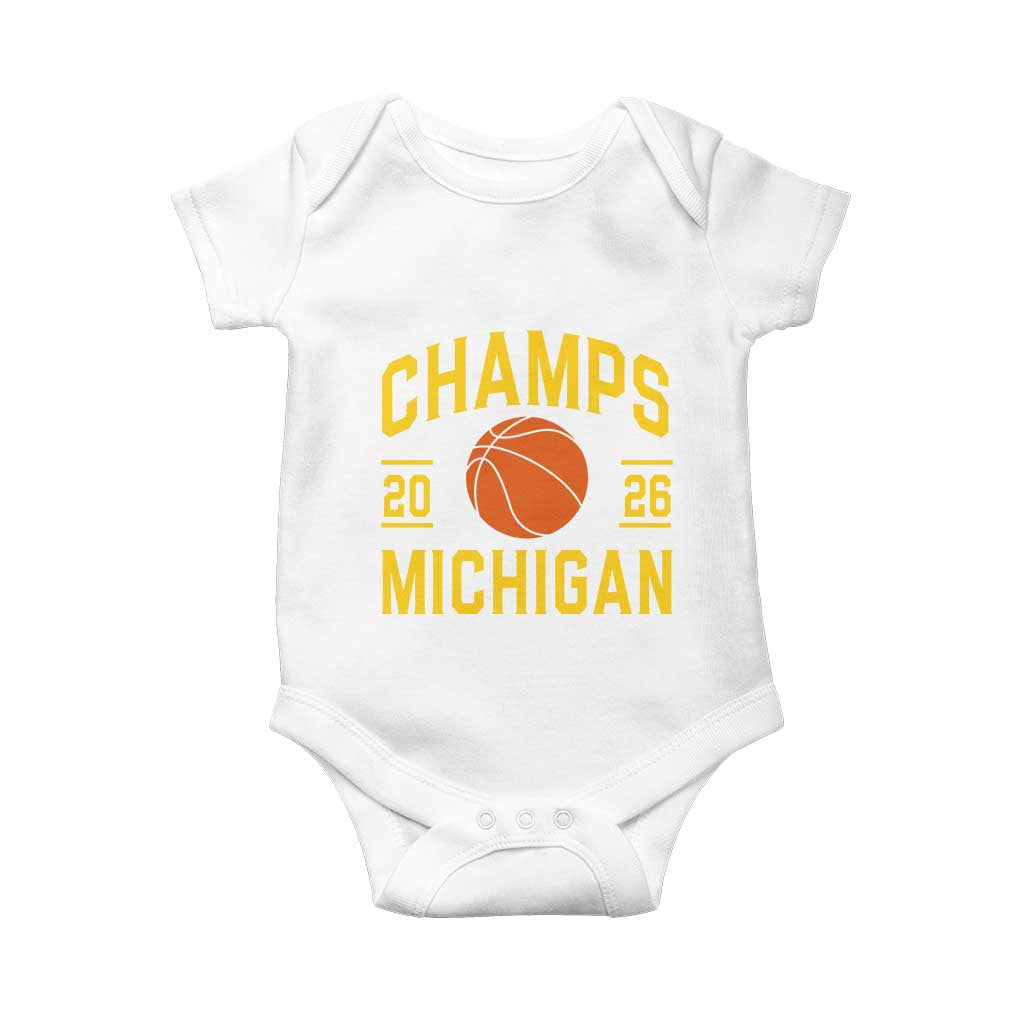 Michigan Hoops Champions Graphic Baby Onesie 2026 Basketball Victory Pride