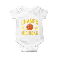 Michigan Hoops Champions Graphic Baby Onesie 2026 Basketball Victory Pride