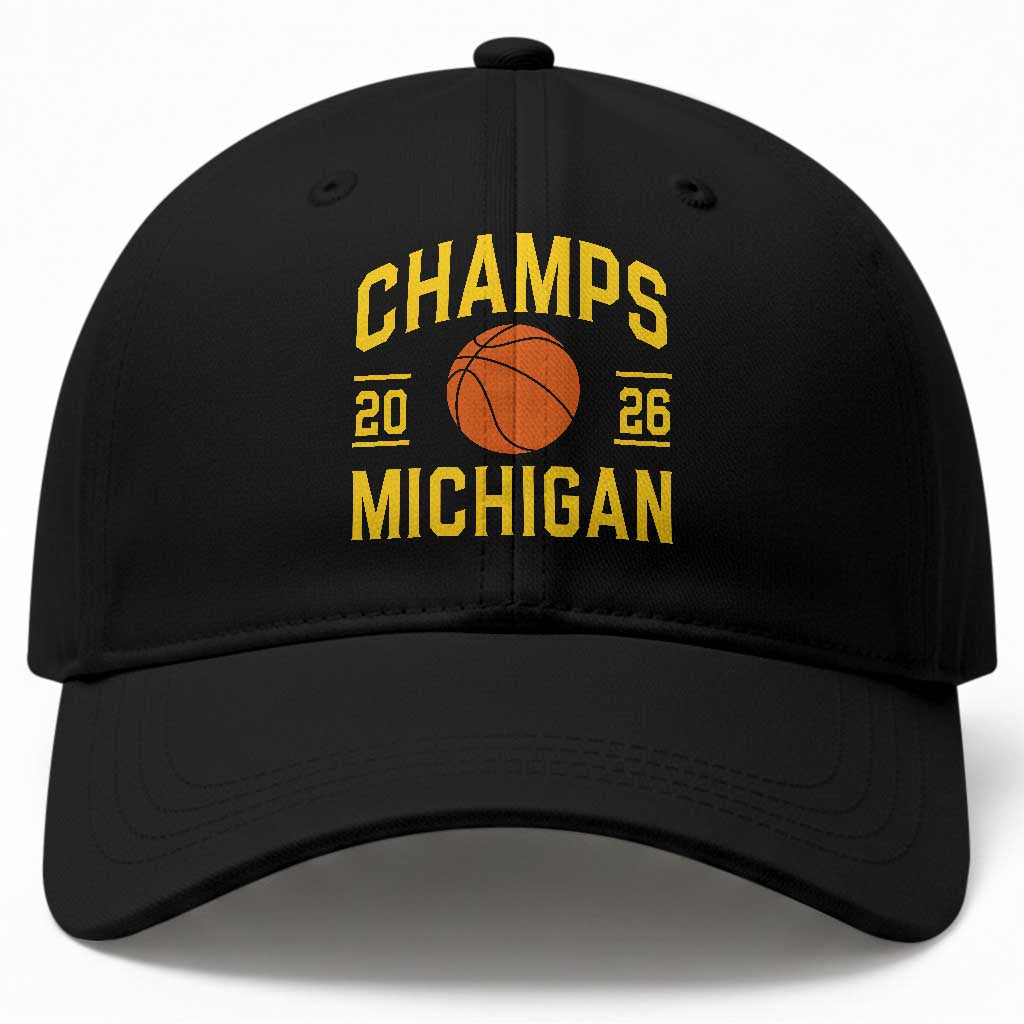 Michigan Hoops Champions Graphic Baseball Cap 2026 Basketball Victory Pride