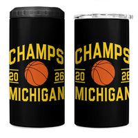 Michigan Hoops Champions Graphic 4 in 1 Can Cooler Tumbler 2026 Basketball Victory Pride