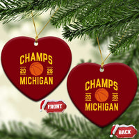 Michigan Hoops Champions Graphic Ceramic Ornament 2026 Basketball Victory Pride