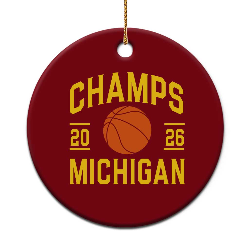 Michigan Hoops Champions Graphic Ceramic Ornament 2026 Basketball Victory Pride