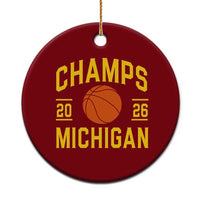 Michigan Hoops Champions Graphic Ceramic Ornament 2026 Basketball Victory Pride