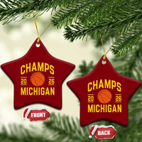 Michigan Hoops Champions Graphic Ceramic Ornament 2026 Basketball Victory Pride