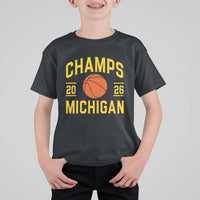 Michigan Hoops Champions Graphic T Shirt For Kid 2026 Basketball Victory Pride