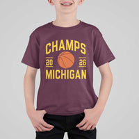Michigan Hoops Champions Graphic T Shirt For Kid 2026 Basketball Victory Pride