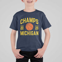 Michigan Hoops Champions Graphic T Shirt For Kid 2026 Basketball Victory Pride
