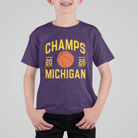 Michigan Hoops Champions Graphic T Shirt For Kid 2026 Basketball Victory Pride