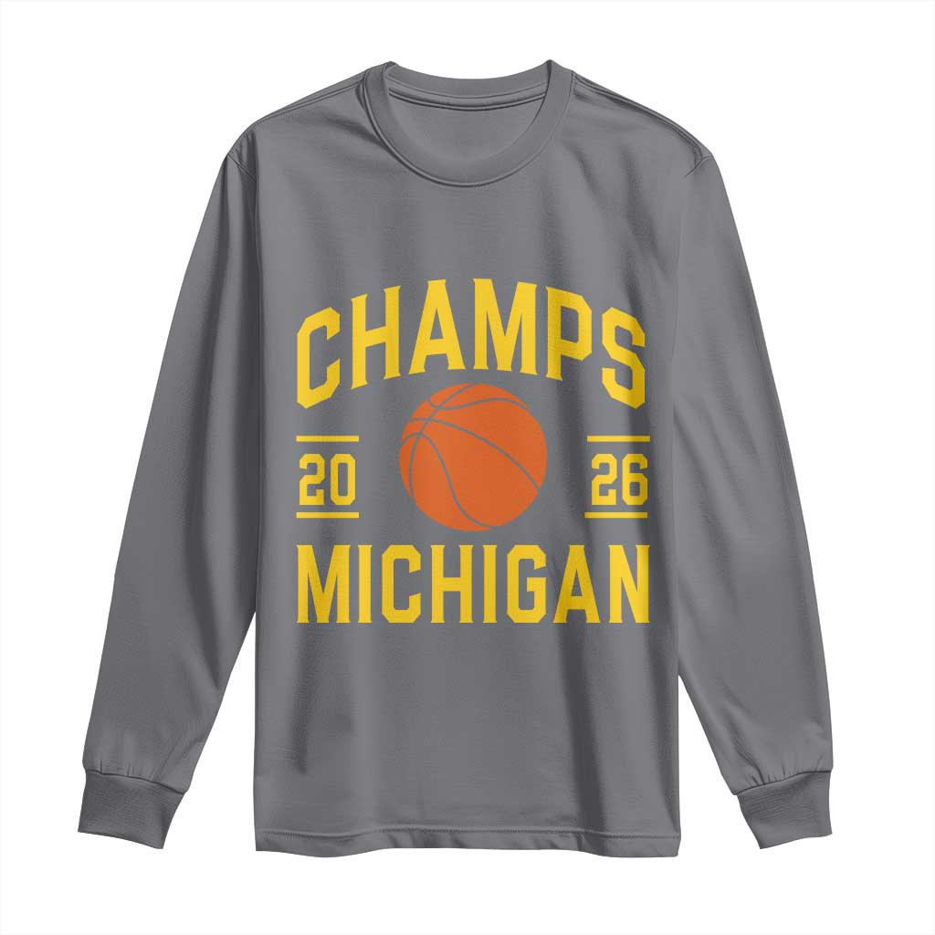 Michigan Hoops Champions Graphic Long Sleeve Shirt 2026 Basketball Victory Pride