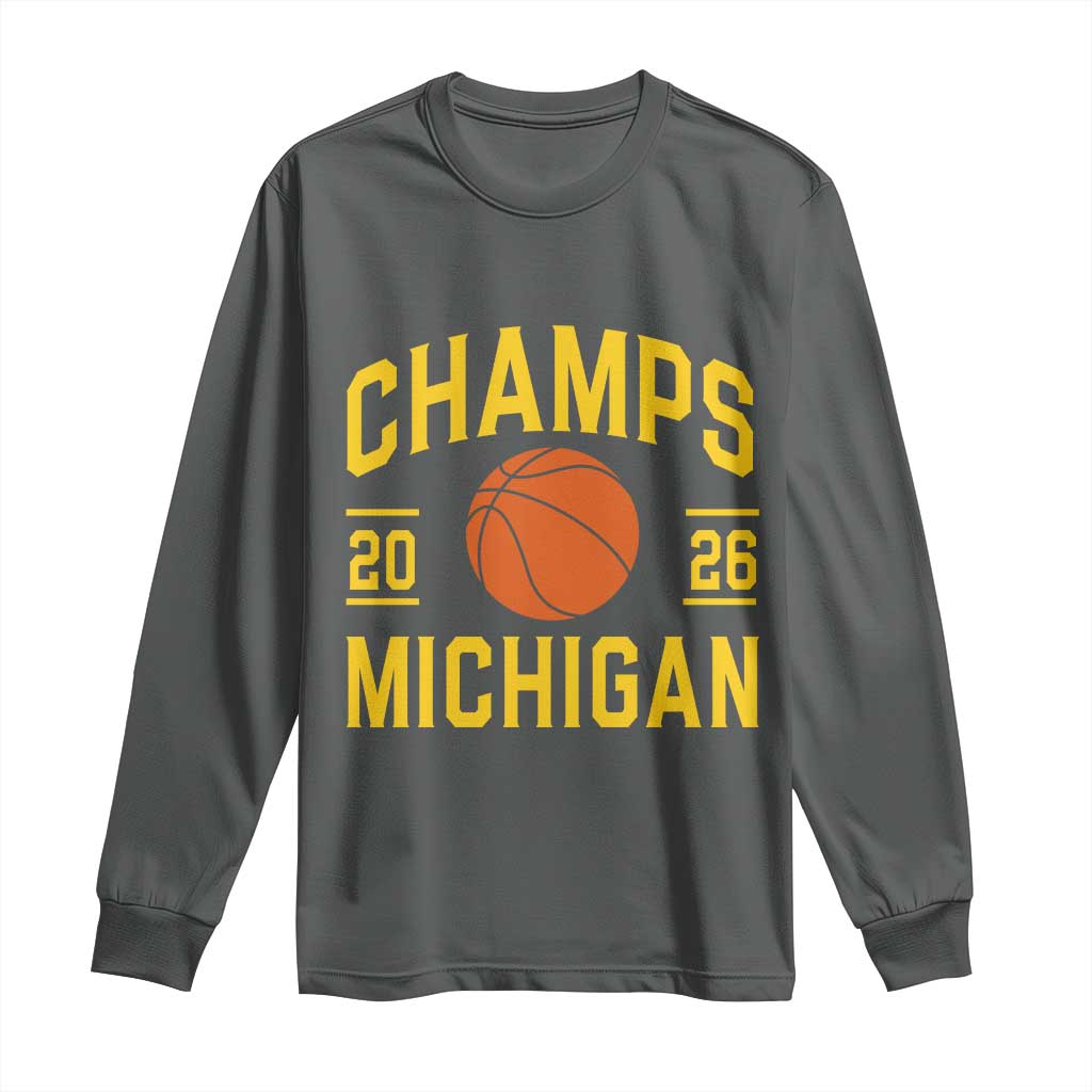 Michigan Hoops Champions Graphic Long Sleeve Shirt 2026 Basketball Victory Pride