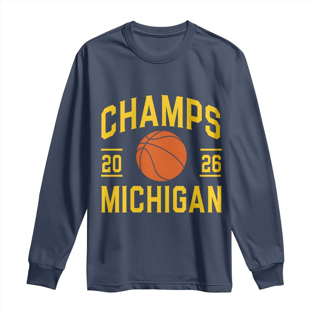 Michigan Hoops Champions Graphic Long Sleeve Shirt 2026 Basketball Victory Pride