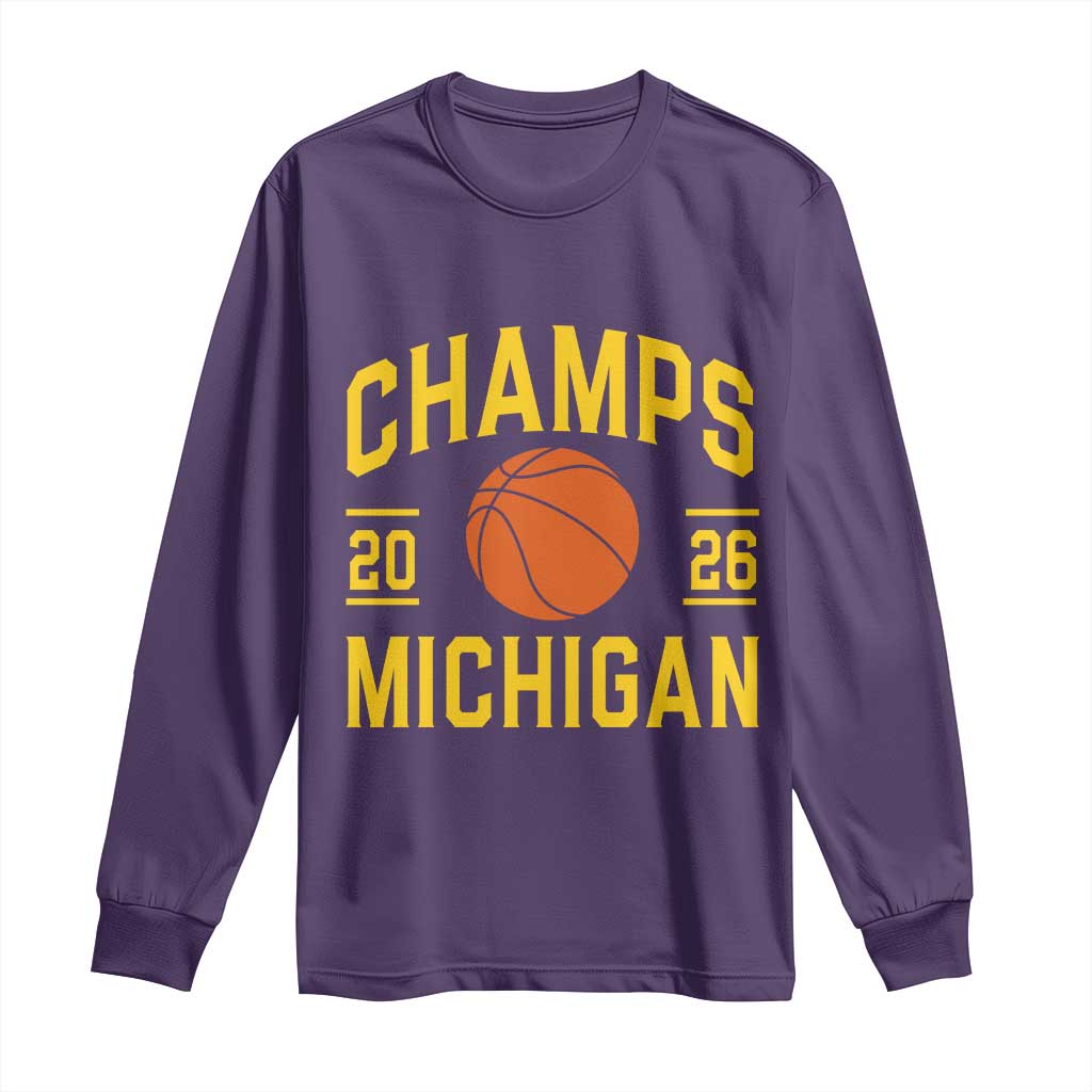 Michigan Hoops Champions Graphic Long Sleeve Shirt 2026 Basketball Victory Pride