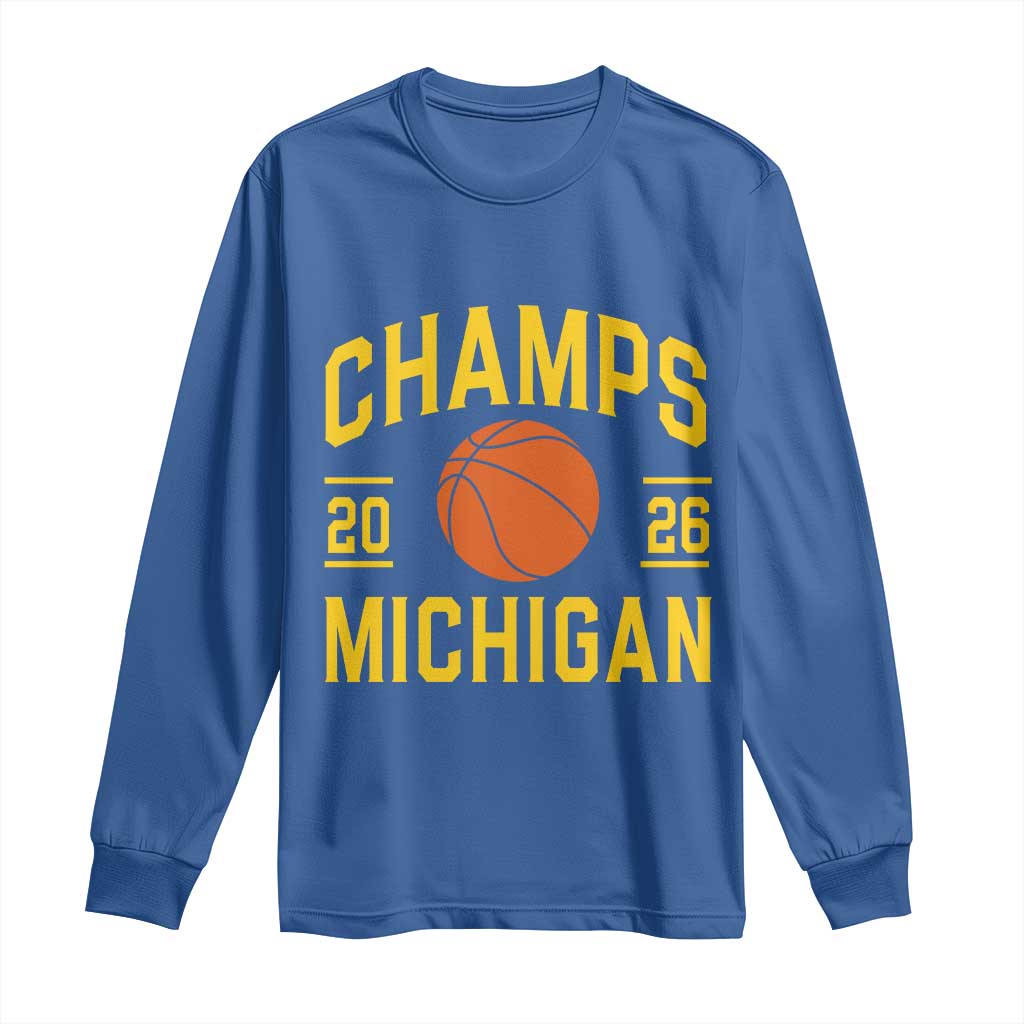 Michigan Hoops Champions Graphic Long Sleeve Shirt 2026 Basketball Victory Pride