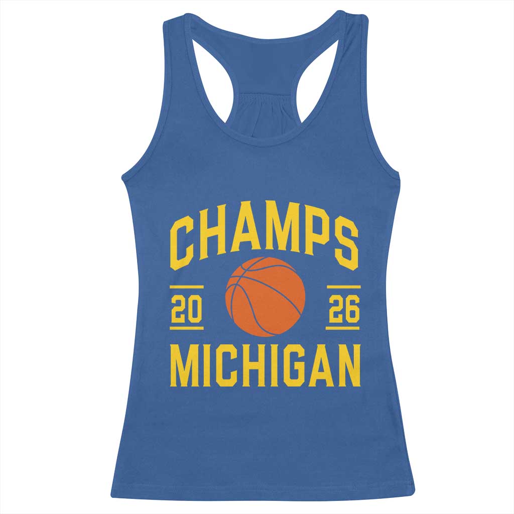 Michigan Hoops Champions Graphic Racerback Tank Top 2026 Basketball Victory Pride