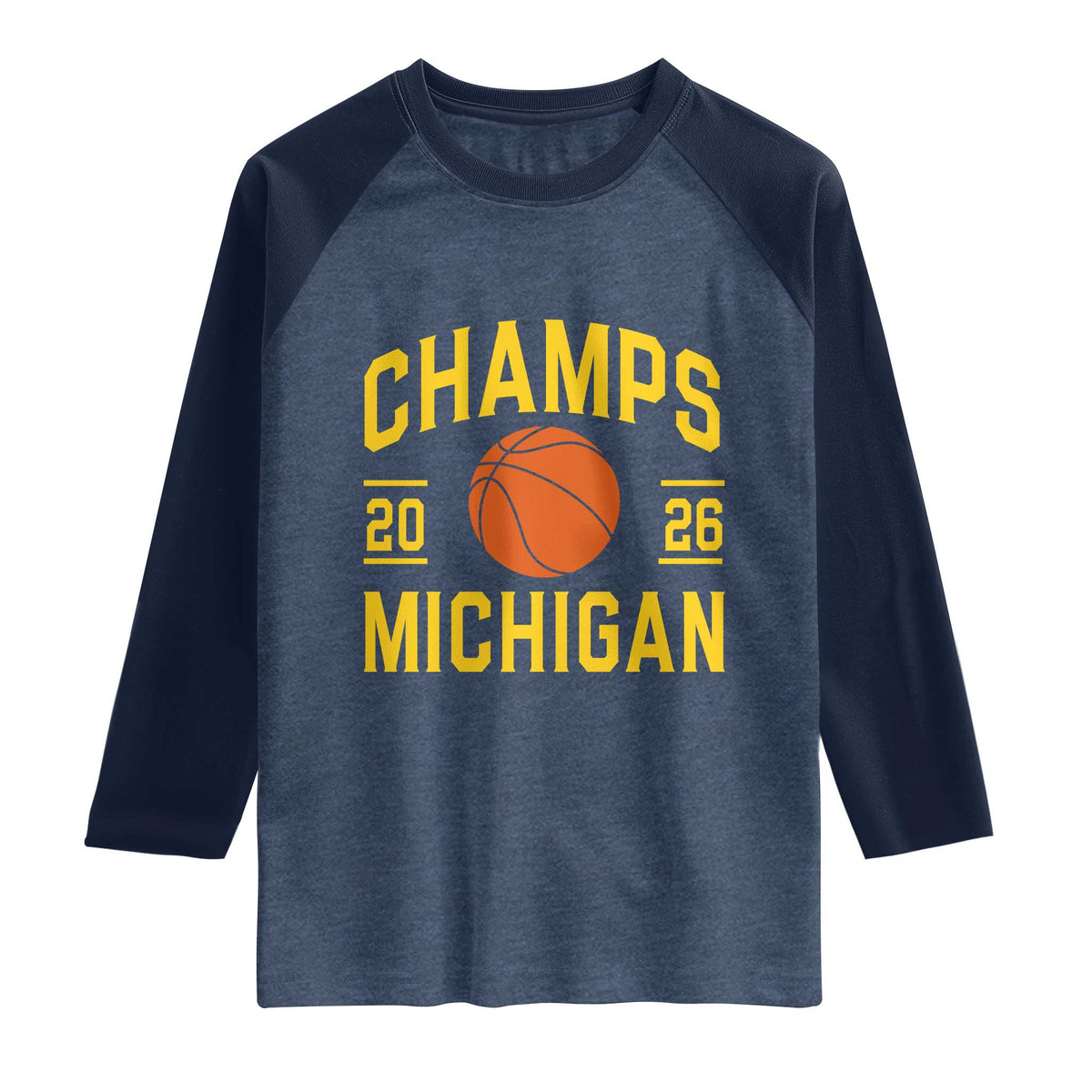 Michigan Hoops Champions Graphic Raglan Shirt 2026 Basketball Victory Pride