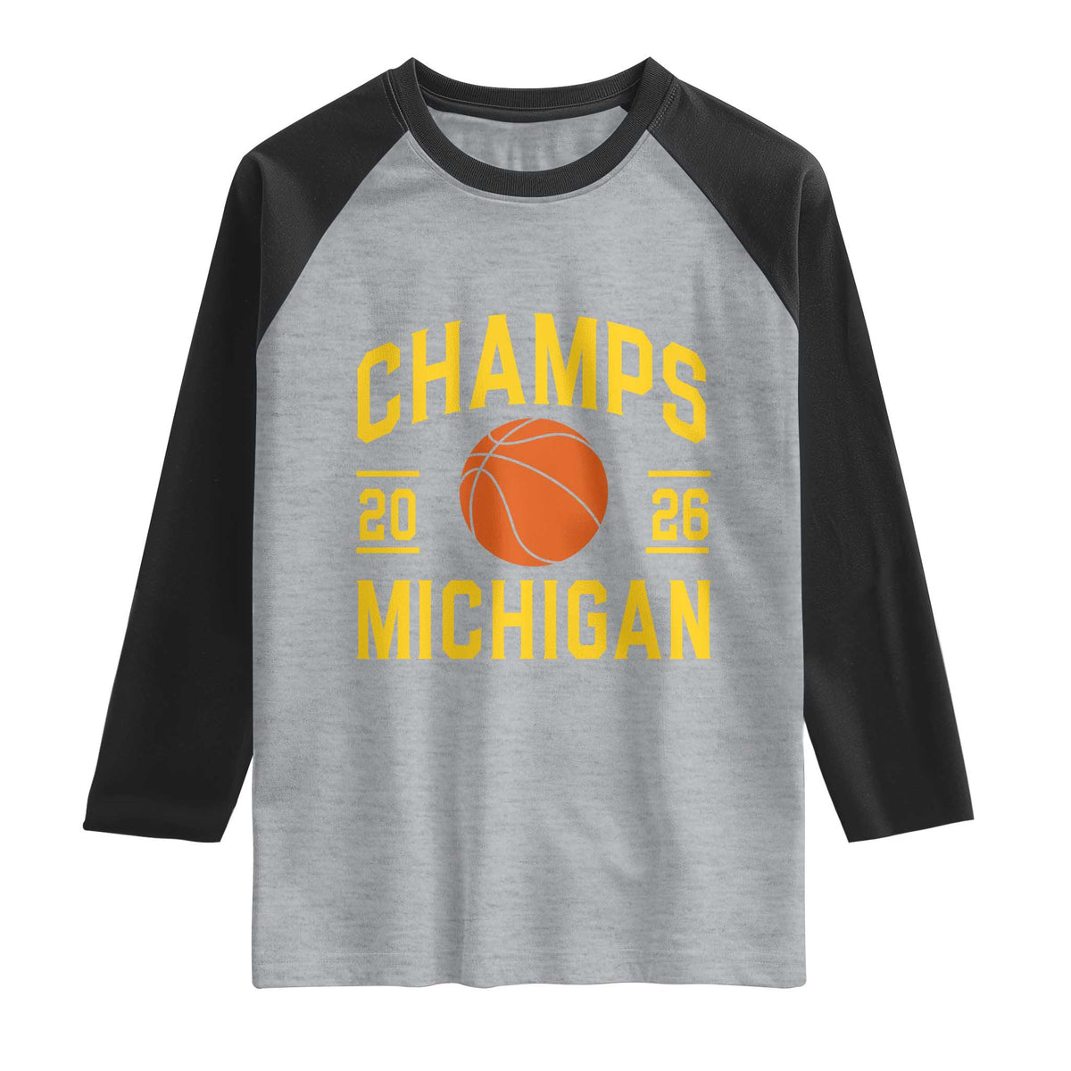 Michigan Hoops Champions Graphic Raglan Shirt 2026 Basketball Victory Pride