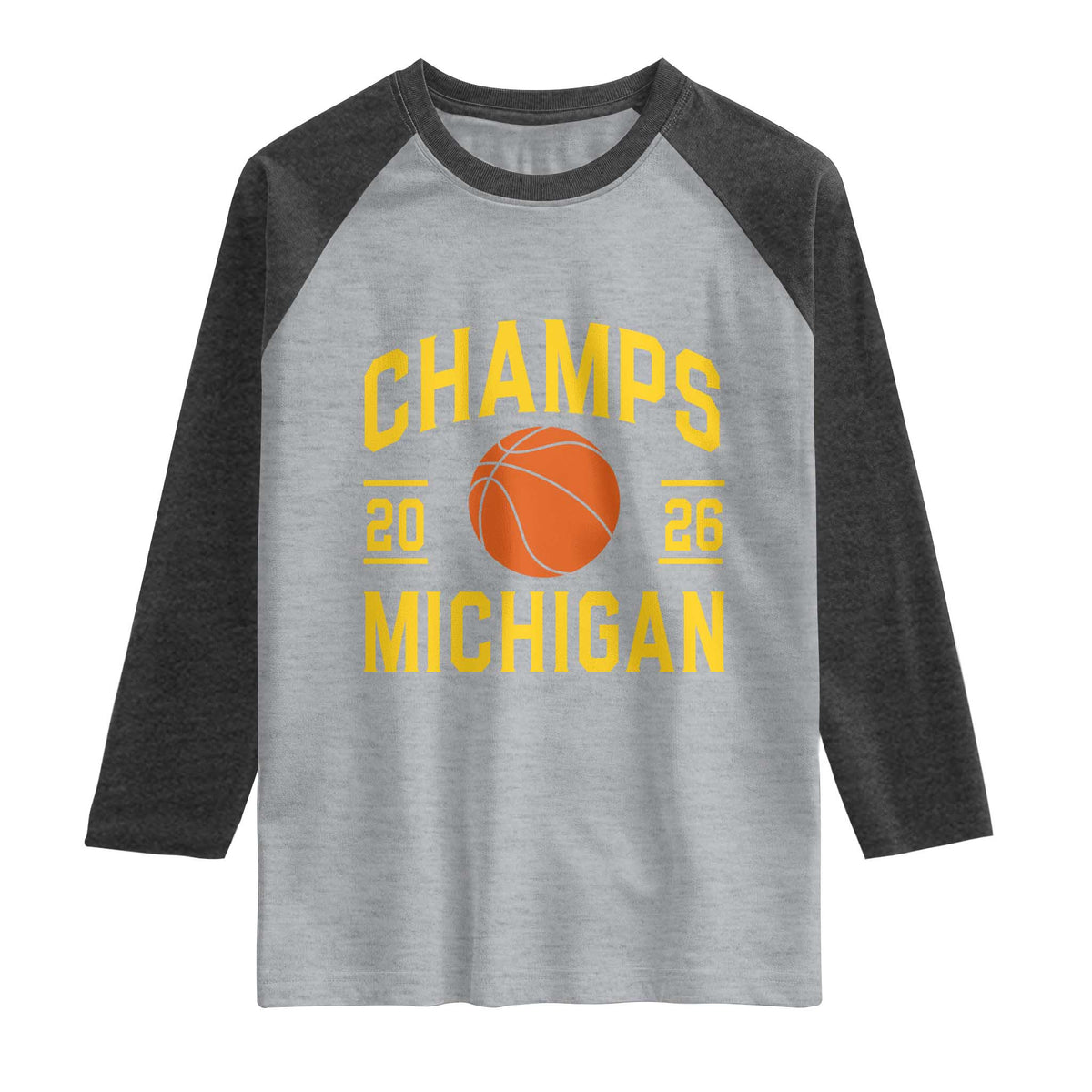 Michigan Hoops Champions Graphic Raglan Shirt 2026 Basketball Victory Pride