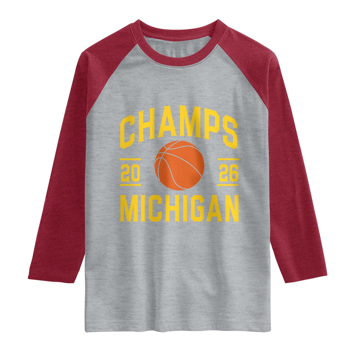 Michigan Hoops Champions Graphic Raglan Shirt 2026 Basketball Victory Pride