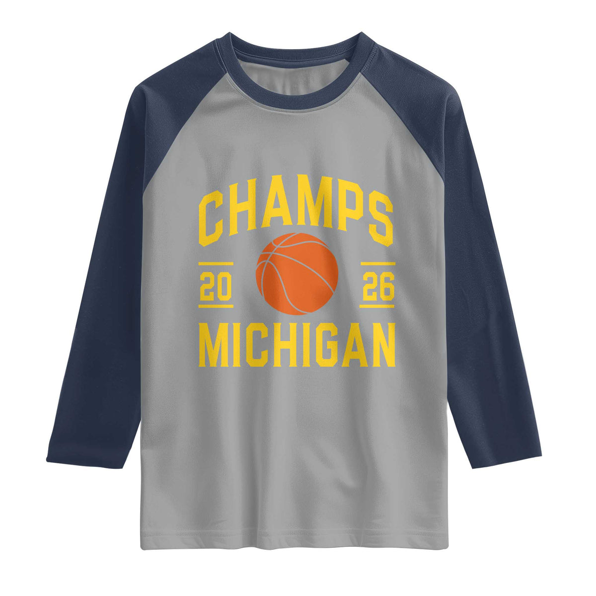 Michigan Hoops Champions Graphic Raglan Shirt 2026 Basketball Victory Pride