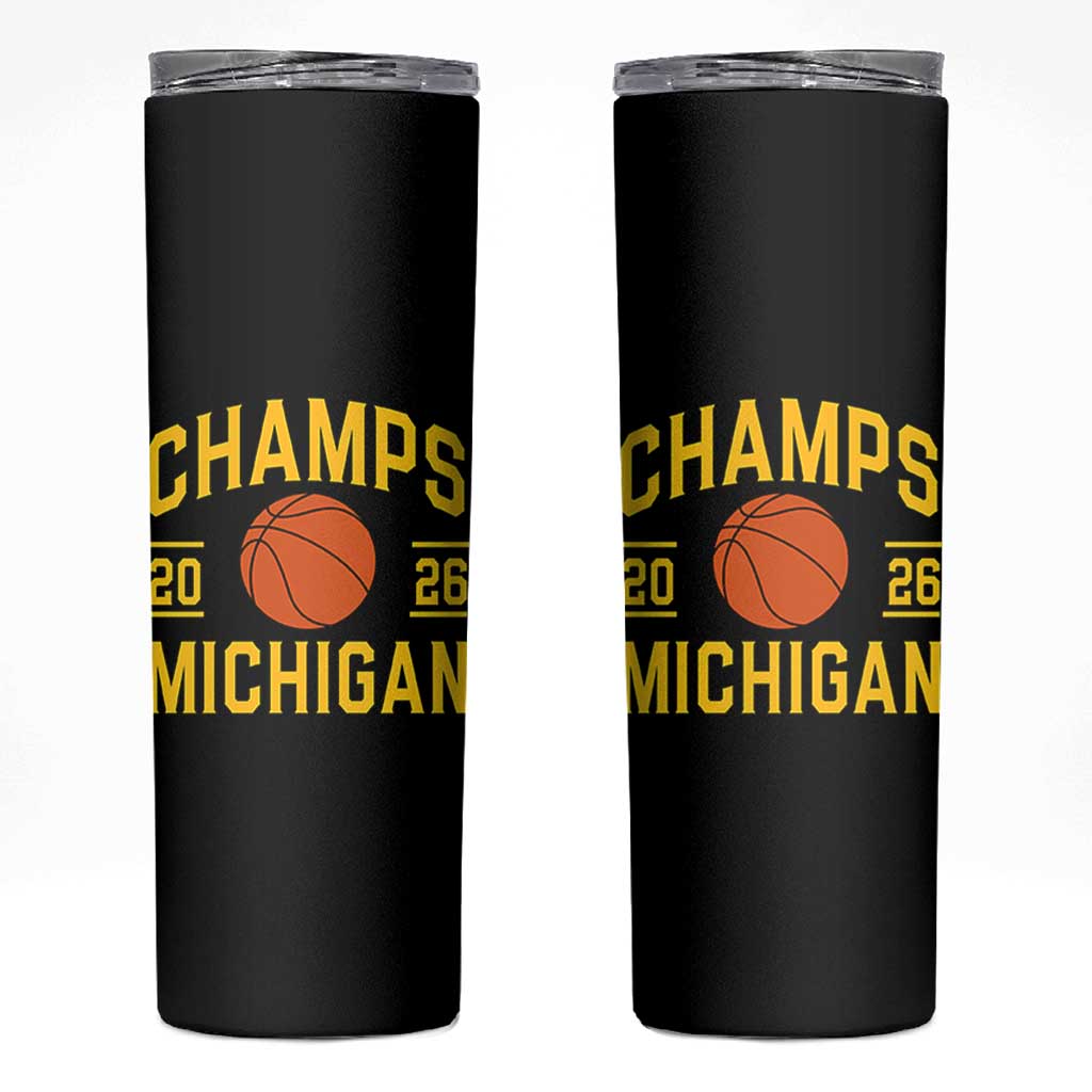 Michigan Hoops Champions Graphic Skinny Tumbler 2026 Basketball Victory Pride