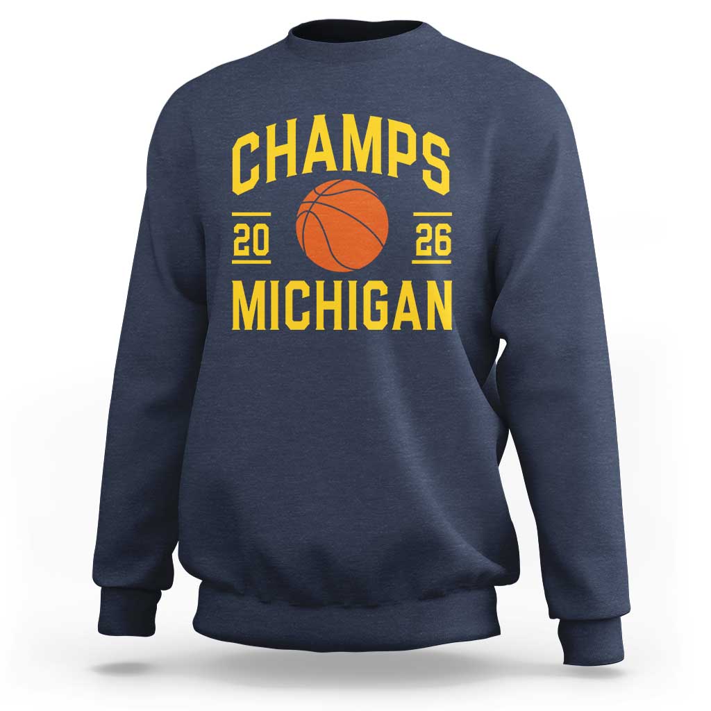 Michigan Hoops Champions Graphic Sweatshirt 2026 Basketball Victory Pride
