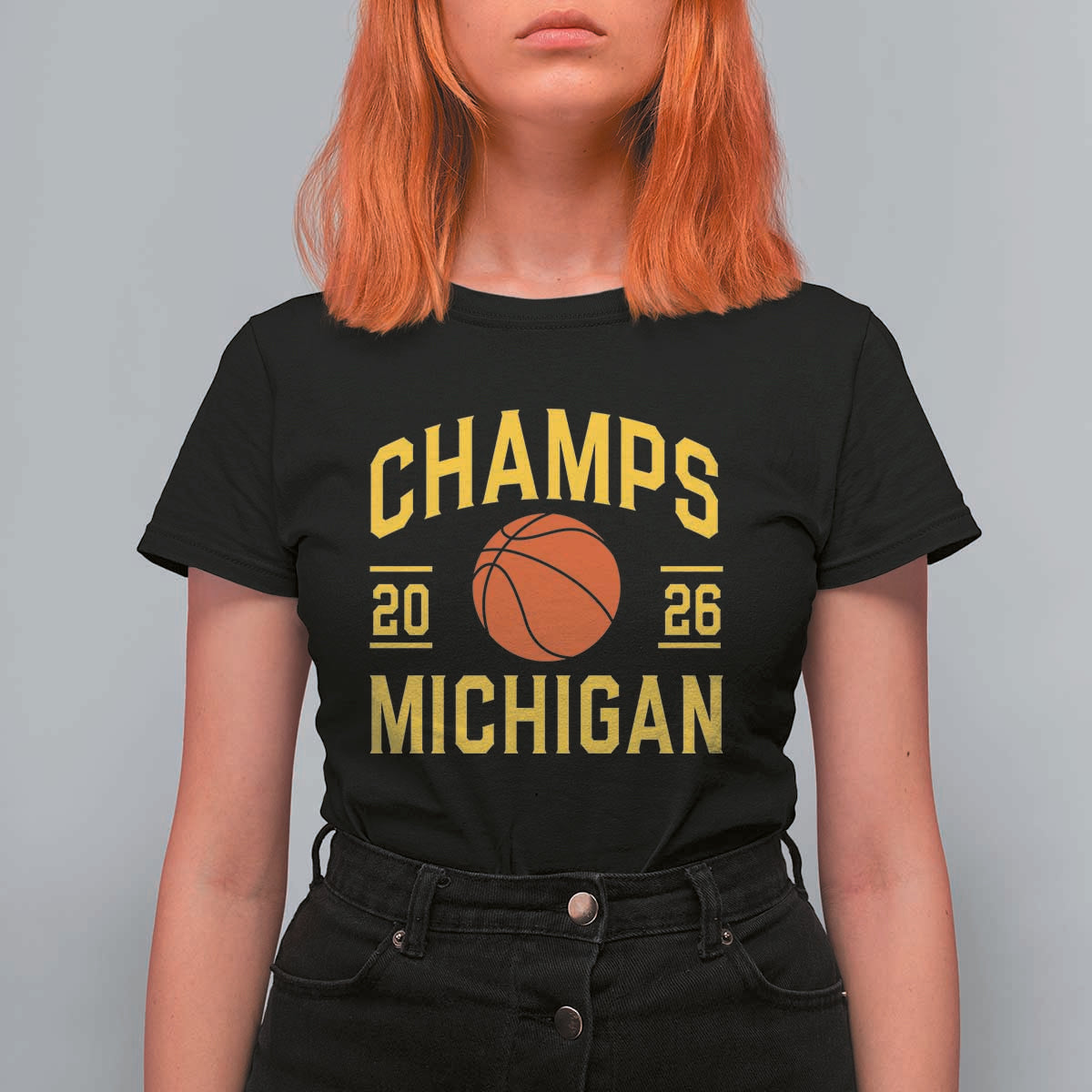 Michigan Hoops Champions Graphic T Shirt For Women 2026 Basketball Victory Pride