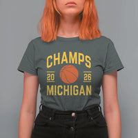 Michigan Hoops Champions Graphic T Shirt For Women 2026 Basketball Victory Pride