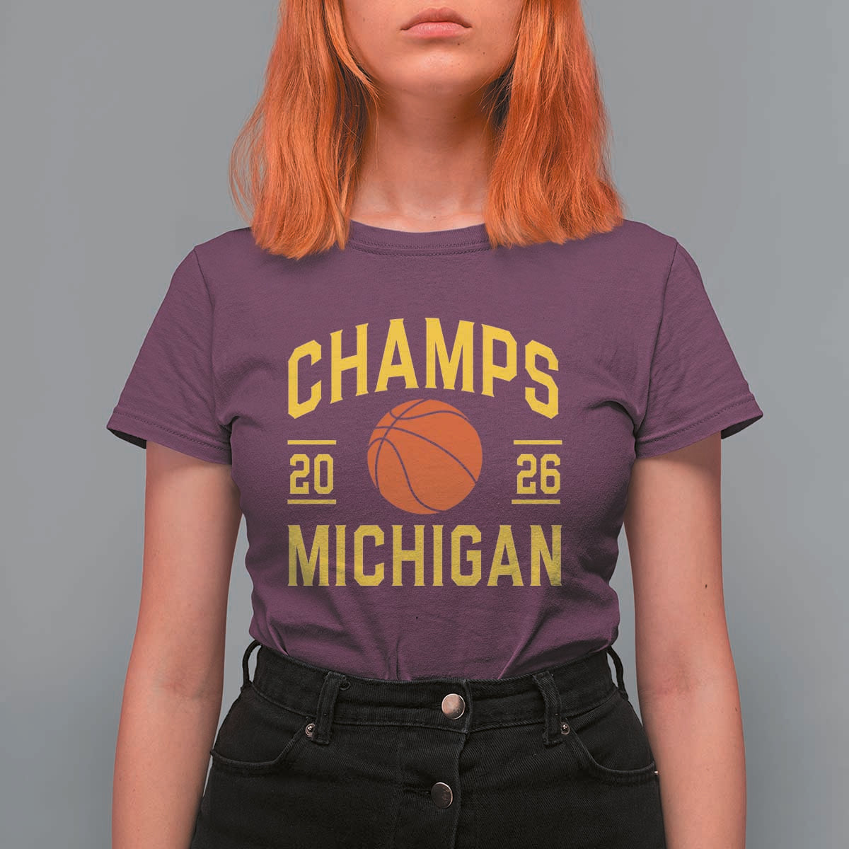 Michigan Hoops Champions Graphic T Shirt For Women 2026 Basketball Victory Pride