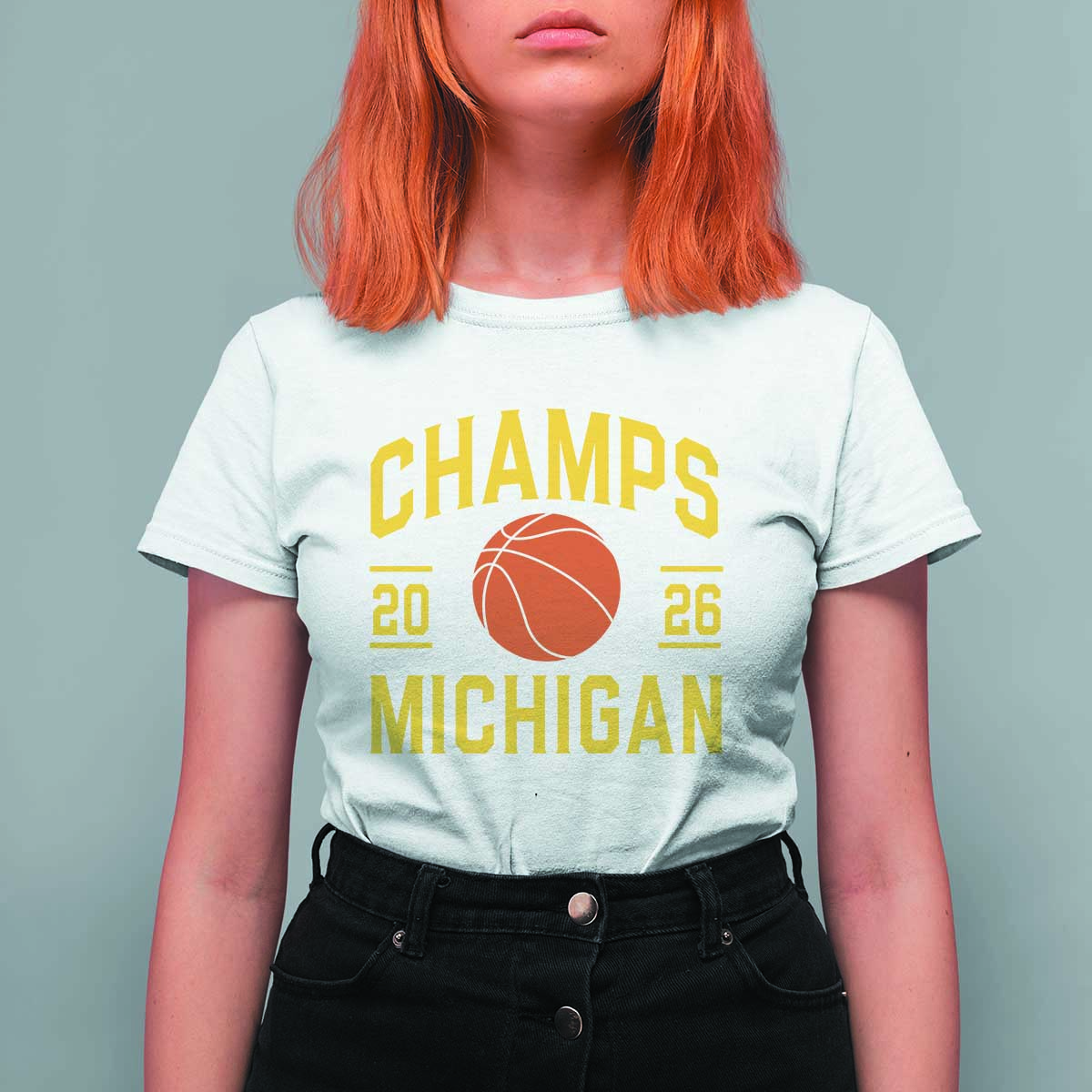 Michigan Hoops Champions Graphic T Shirt For Women 2026 Basketball Victory Pride