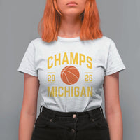 Michigan Hoops Champions Graphic T Shirt For Women 2026 Basketball Victory Pride