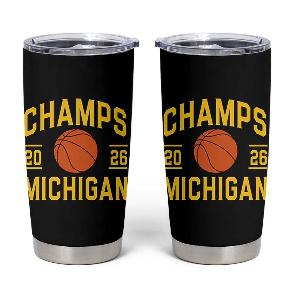 Michigan Hoops Champions Graphic Tumbler Cup 2026 Basketball Victory Pride