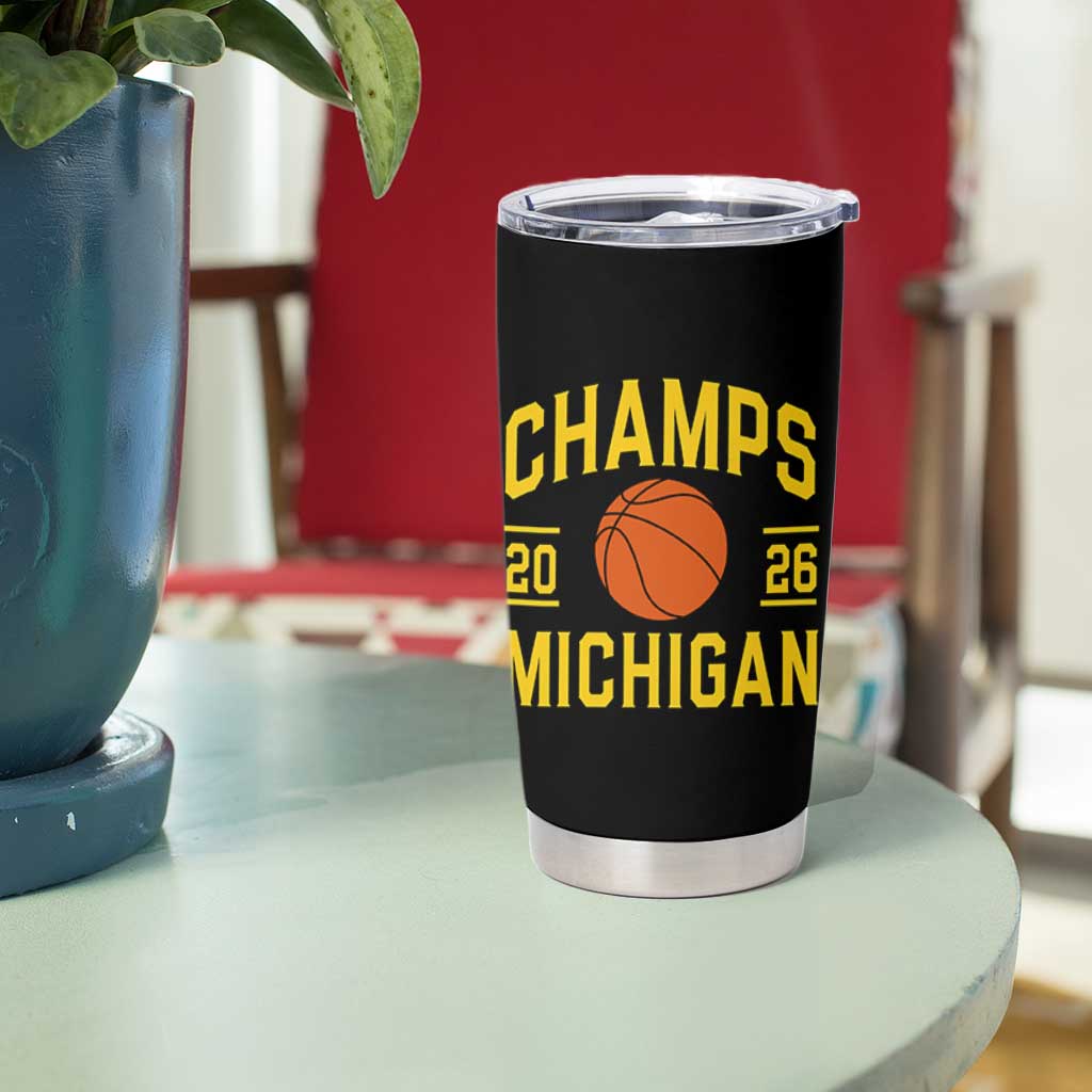 Michigan Hoops Champions Graphic Tumbler Cup 2026 Basketball Victory Pride