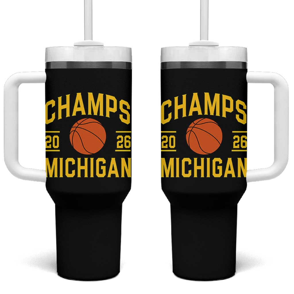 Michigan Hoops Champions Graphic Tumbler With Handle 2026 Basketball Victory Pride
