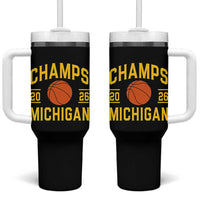 Michigan Hoops Champions Graphic Tumbler With Handle 2026 Basketball Victory Pride