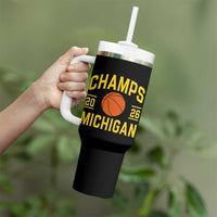 Michigan Hoops Champions Graphic Tumbler With Handle 2026 Basketball Victory Pride