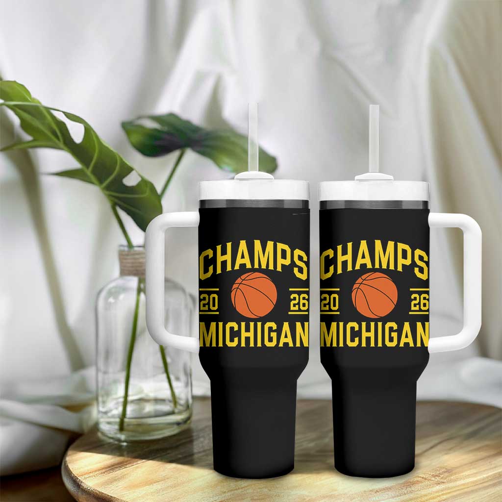 Michigan Hoops Champions Graphic Tumbler With Handle 2026 Basketball Victory Pride