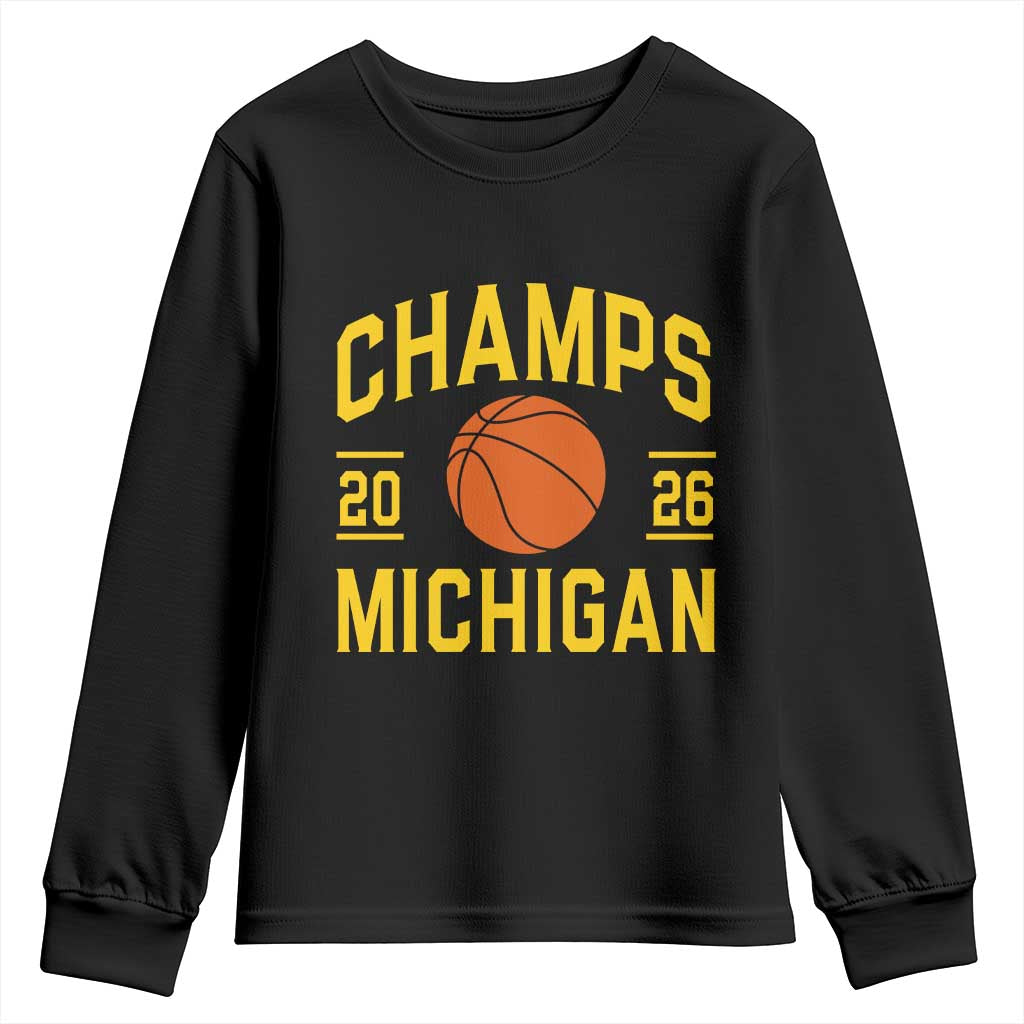 Michigan Hoops Champions Graphic Youth Sweatshirt 2026 Basketball Victory Pride