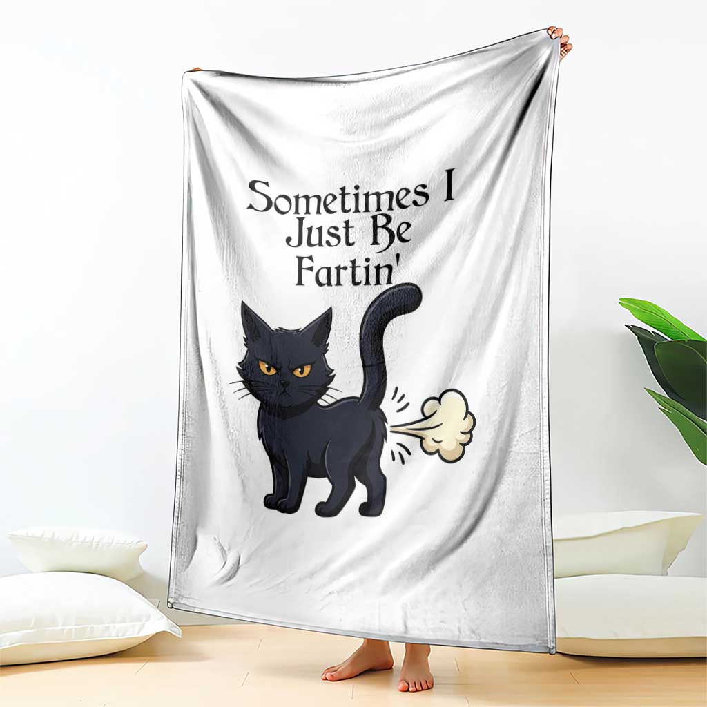 Funny Black Cat Bathroom Humor Throw Blanket Sometimes I Just Be Fartin