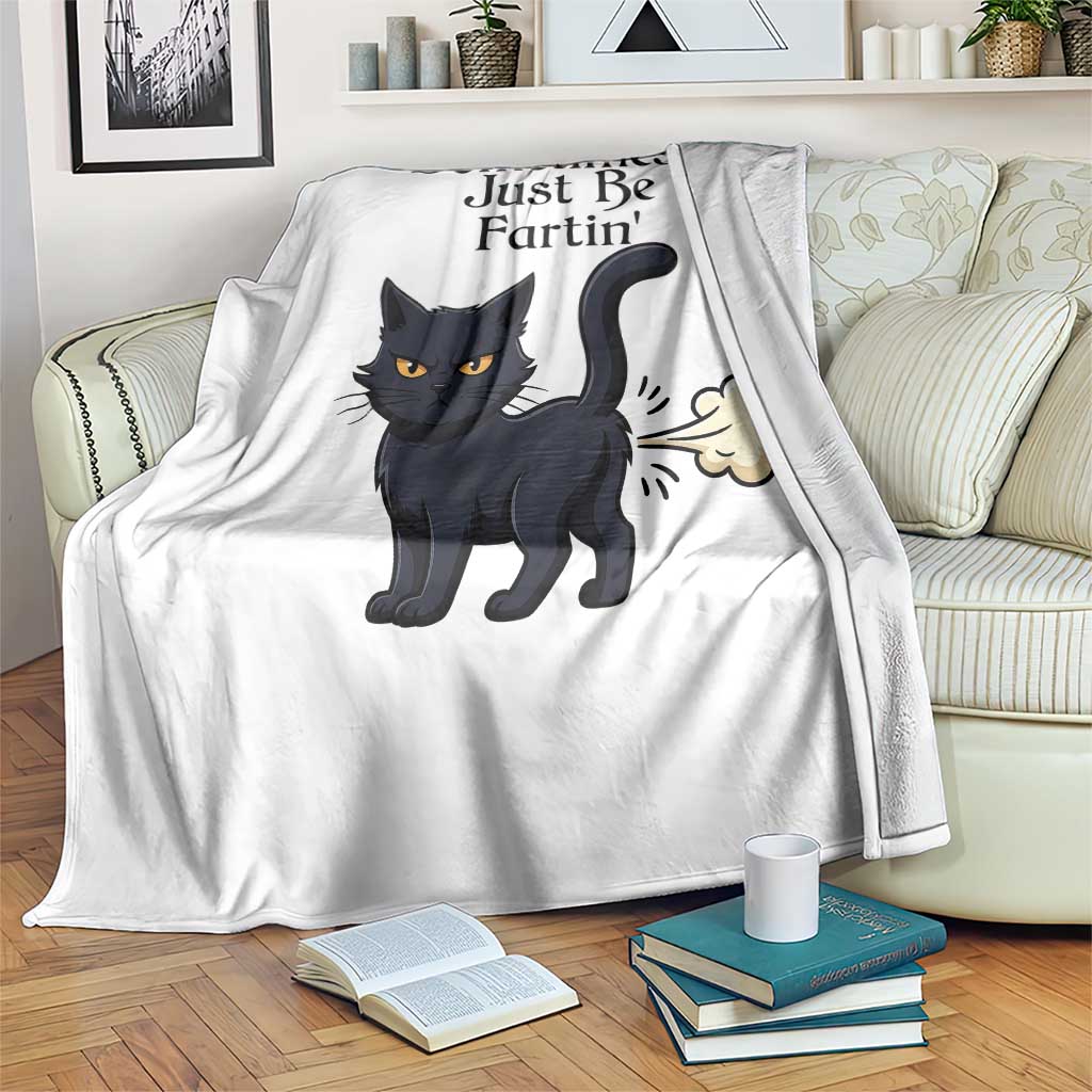 Funny Black Cat Bathroom Humor Throw Blanket Sometimes I Just Be Fartin