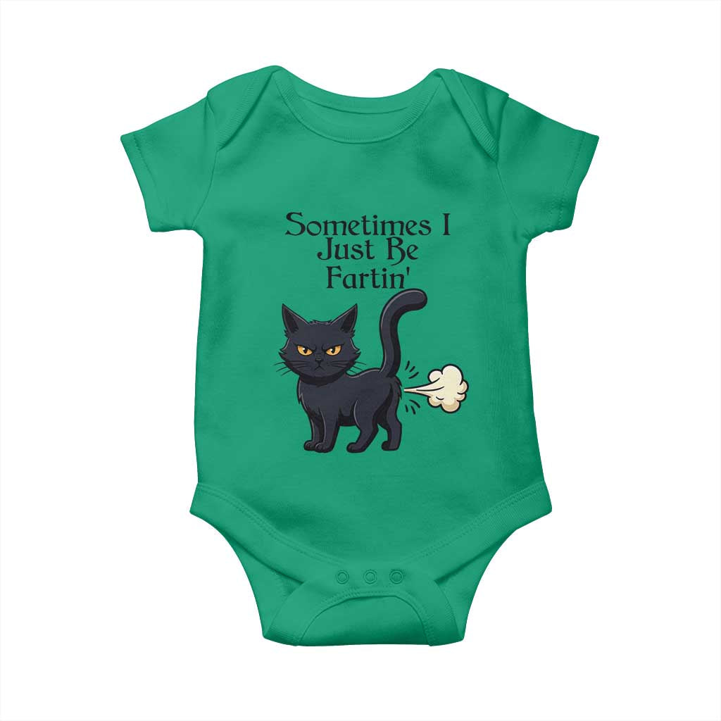 Funny Black Cat Bathroom Humor Baby Onesie Sometimes I Just Be Fartin