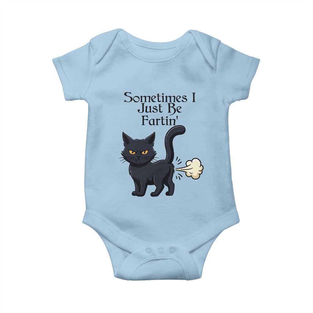 Funny Black Cat Bathroom Humor Baby Onesie Sometimes I Just Be Fartin