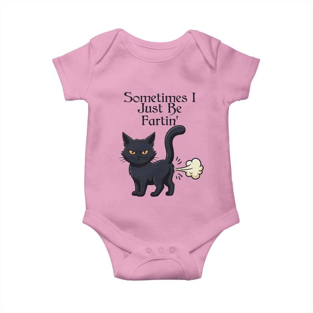 Funny Black Cat Bathroom Humor Baby Onesie Sometimes I Just Be Fartin